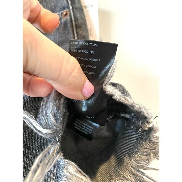 NWT Free People Black Denim Raw Hem Fringe Mini - Picture 10 of 10